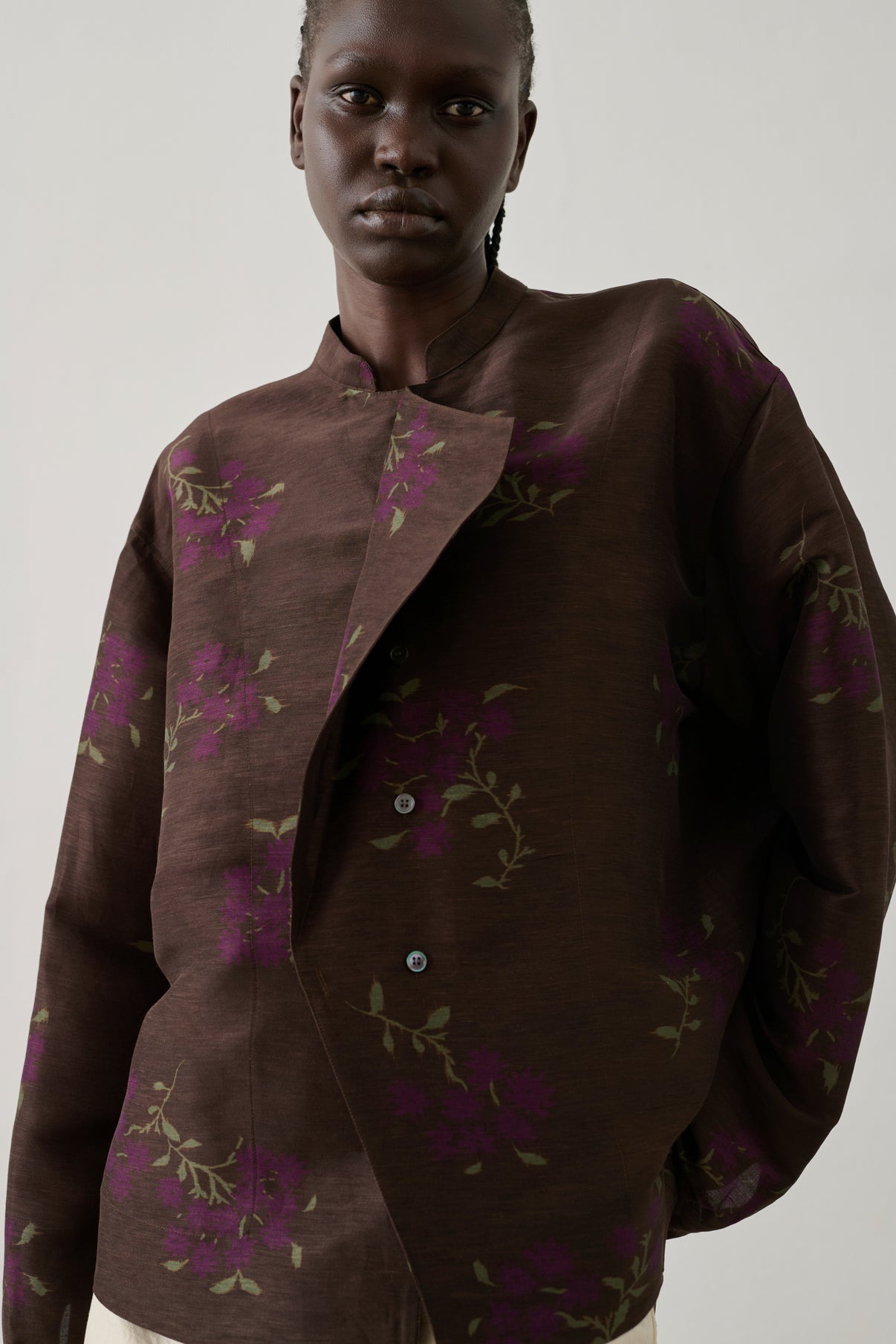 Blouse Hampton - Marron/Violet - Lin - Femme vue 1